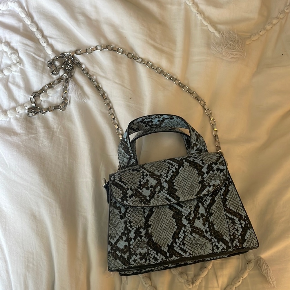 Blue snakeskin bag